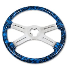 18" Blue Skull Steering Wheel Big Rig Semi Truck Freightliner Kenworth Peterbilt