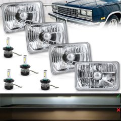 4X6" 22/33w H4 LED Crystal Clear Glass Lens Headlight Set for 1981-87 GM G-Body