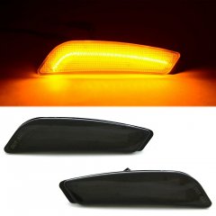 Smoked Front Bumper Amber LED Side Marker Light Lens Pair For 2003-2007 Cadillac