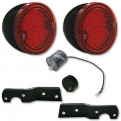 60-66 Chevy Stepside LED Tail Light Red Lens Black Assembly w/ Brackets Flasher