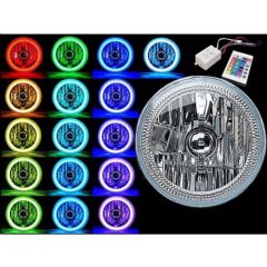 (1) H6024/6014 7" RGB Multi-Color White Red Blue Green COB LED Halo H4 Headlight