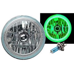 7" H6024/6014 Halogen Green COB LED Halo Ring H4 Light Bulb Angel Eye Headlight