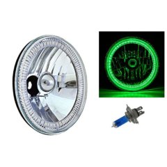 7" H6024/6014 Halogen Green SMD LED Halo Ring H4 Light Bulb Angel Eye Headlight