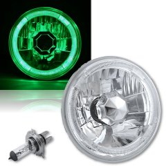 5-3/4" H5006 H5001 Green Halo Halogen H4 Bulb Crystal Clear Headlight Angel Eye