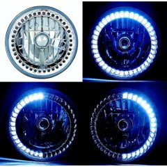 7" H6024/6014 White LED Angel Eye Ring Halo Headlight Blinker Turn Signal Light