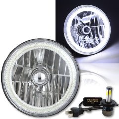 7" Motorcycle White COB Halo H4 6K 4000Lm Light Bulb LED Headlight Harley