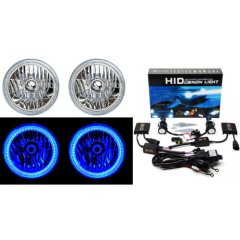 7" SMD Blue LED Halo Angel Eye Headlamp Headlight HID 6K 6000K Light Bulbs Pair