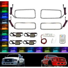 05-07 Ford F-250 Multi-Color Changing Shift LED RGB Headlight Halo Ring M7 Set