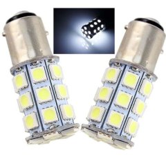 #1157 27-SMD White LED Tail Light Brake Stop Turn Signal Lamp 12 Volt Bulbs Pair