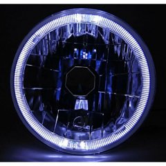 7" Halogen Motorcycle White LED Halo Ring H4 Light Bulb Headlight For: Harley