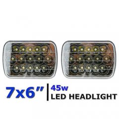 7x6 Black Chrome LED Light Clear Sealed Beam Headlight Pair For Jeep Wrangler