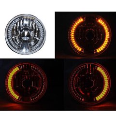 7" Halogen Motorcycle Headlight Amber LED Halo Angel Eye Turn Signal Light Bulb