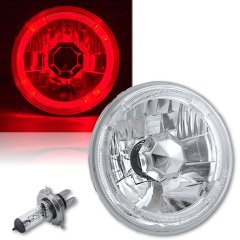 5-3/4 Red Halo Halogen H4 Bulb Headlight Angel Eye LED Fits: Harley Motorcycle