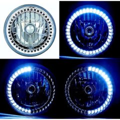 7" Halogen Motorcycle White 40-LED Halo Ring H4 Light Bulb Headlight For: Harley