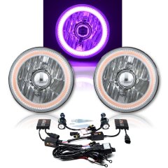 5-3/4" Purple COB SMD LED Halo Angel Eye 6000K 6K HID Light Bulbs Headlights Pai
