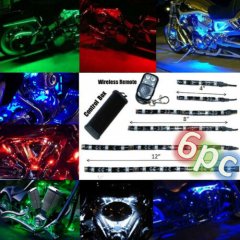 6Pc RGB/Red/Green/Blue/Yellow Glow Lights LED Strips Kit Fits: Harley Motorcycle