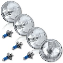 5-3/4" Halogen Semi Sealed Beam Headlight Conversion Headlamp 100/90W H4 Bulbs