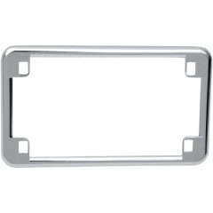 Motorcycle Chrome Silver Steel Smooth Plain 4 Hole License Plate Tag Trim Frame