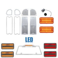 67-68 Chevy & GMC Truck LED Clear Tail Park License Amber Light Lenses Set NH