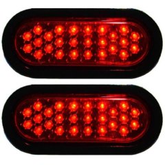 (2) 6" Work Truck Box Trailer Rv Brake Tail Light Turn Signal Red 26-Led Lights