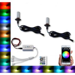 9005 27 SMD RGB Multi-Color Changing Shift Led Fog Lamp Bulb Bluetooth Pair