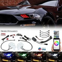 RGBW LED Multi-Color Changing Headlight DRL & Controller for 18-21 Ford Mustang