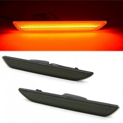 Smoked Rear Side Red LED Marker Light Lens Pair For 2015 - 2019 Ford Mustang