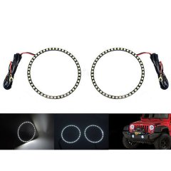 2pc White 5050 LED Halo Ring Angel Eyes Car Headlight Fog Light 160mm 6.3" Pair