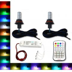 9007 HB5 27 SMD RGB Multi-Color Changing Shift Led DRL Fog Light Bulb M7 Pair
