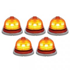 6 LED Standard Pickup Truck Cab Marker Light Amber Bulbs & Lenses Set of 5