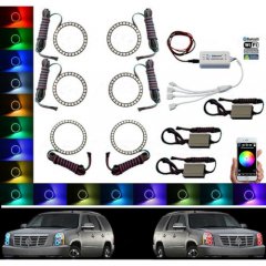 07-14 Cadillac Escalade Multi-Color Changing LED Headlight Halo Ring BLUETOOTH