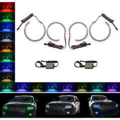 11-14 Jeep Grand Cherokee Multi-Color Changing LED RGB Halo Headlight Rings