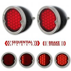 LED Sequential Tail Light Lens Black Housing Pair For 54-59 Chevy Stepside Truck