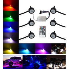 Multi-Color Changing LED Shift RGB SMD Rock Light Set of 6 Fits Jeep Truck SUV Octane Lighting