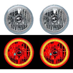 7 Inch Red COB LED Halo Angel Eye H4 Headlamp Headlight Halogen 60w Light Bulb Pair Octane Lighting