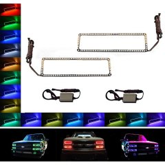 89-99 Chevy GMC Truck Color Changing LED RGB Upper Headlight Halo Rings Pair Set Octane Lighting