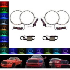 Multi-Color Changing LED RGB Headlight Halo Ring Set For 06-08 Dodge Ram Sport Octane Lighting
