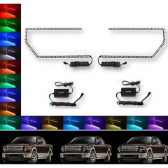 13-14 Ford F-150 Multi-Color Changing Shift LED RGB Headlight Halo Ring Set Octane Lighting
