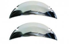 7" Headlight Headlamp Light Bulbs Chrome Trim Half Moons Shield Covers Pair New