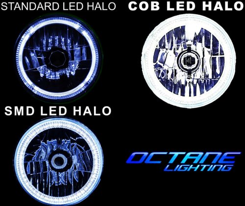 7 Inch Multi-Color White Red Blue Green RGB SMD LED Halo Angel Eye Headlights Pair Octane Lighting