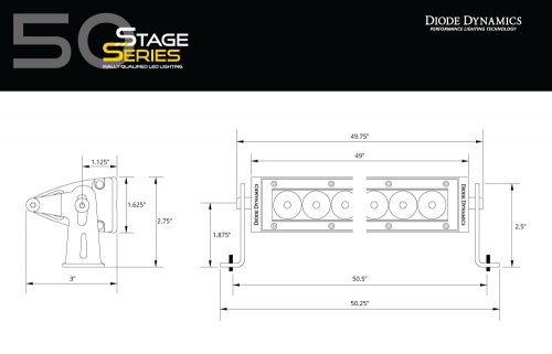 50 Inch LED Light Bar Amber Driving Light Bar Stealth Series Diode Dynamics