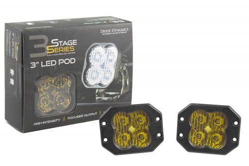 Worklight SS3 Pro Yellow SAE Fog Flush Pair Diode Dynamics