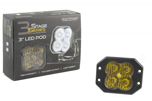 Worklight SS3 Pro Yellow SAE Fog Flush Single Diode Dynamics