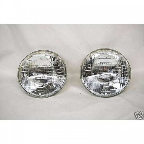 7" Halogen 6-Volt Sealed Beam Glass Headlight Head Light Lamp Bulbs Pair 6V