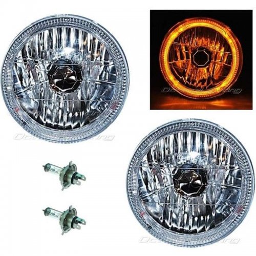 OCTANE LIGHTING 7" H6024 / 6014 Halogen Amber Led Halo Ring H4 Light Bulb Ang...