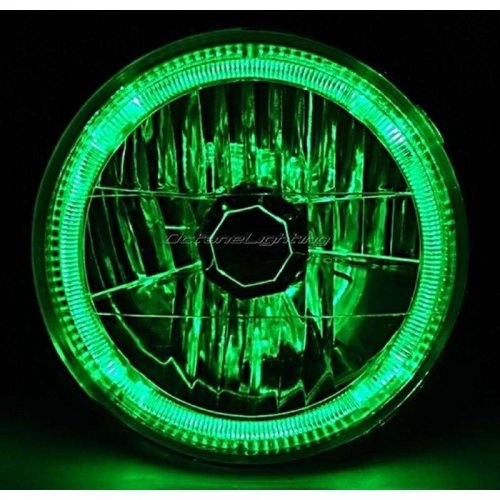 OCTANE LIGHTING 7" H6024 / 6014 Halogen Green Led Halo Ring H4 Light Bulb Ang...