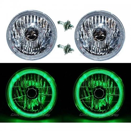 OCTANE LIGHTING 7" H6024 / 6014 Halogen Green Led Halo Ring H4 Light Bulb Ang...