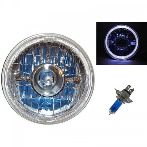 OCTANE LIGHTING 7" H6024 / 6014 Halogen White Led Halo Ring Sw H4 Angel Eye P...