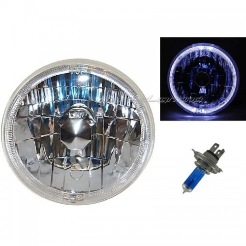 OCTANE LIGHTING 7" Halogen Sw H4 Headlight Headlamp White Led Halo Angel Eyes...