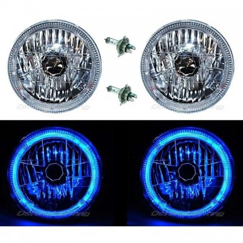 OCTANE LIGHTING 55 56 57 Chevy Halogen Blue Led Halo Headlight Headlamp H4 Li...